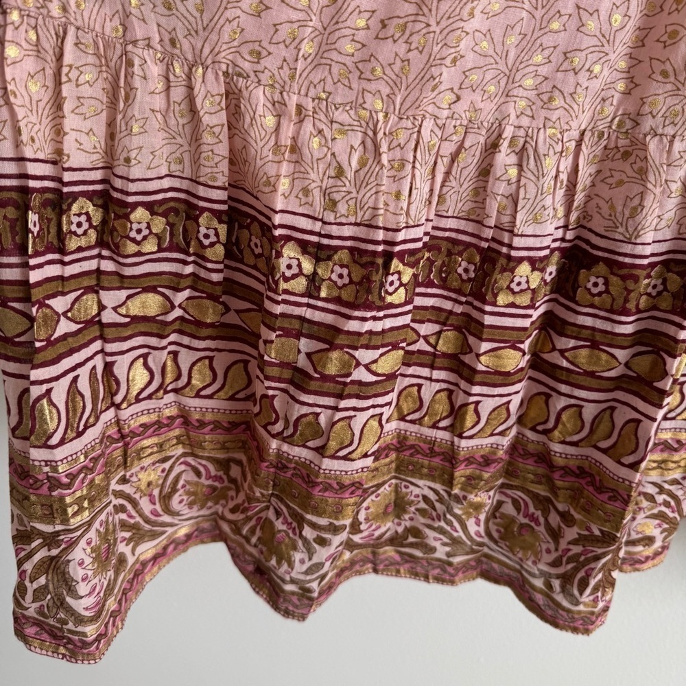 Oliphant Pink Paisley Maxi Dress with Gold Accents - Picture 8 of 12